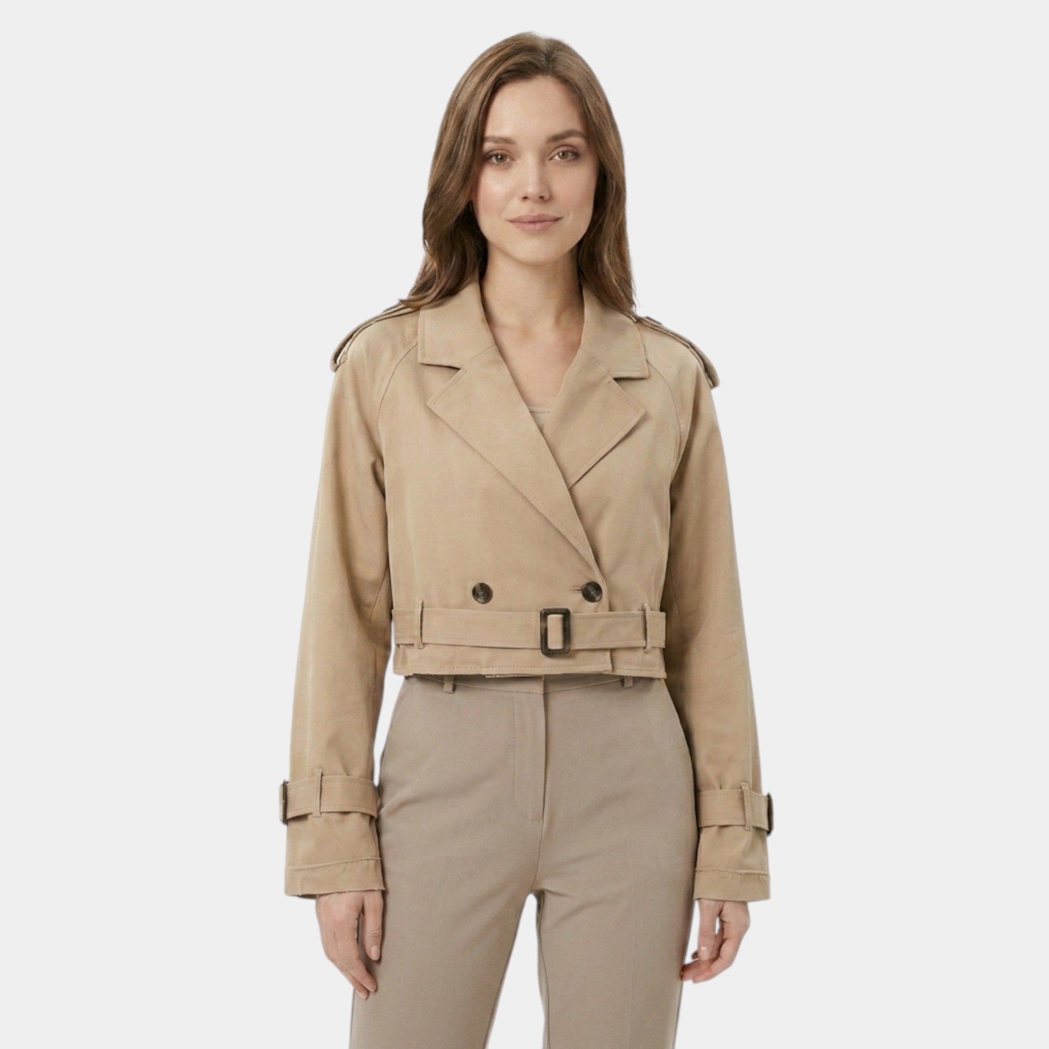 Armaxio | Women’s Trench Jacket Cotton Blend Belted Classic Streetwear Coat