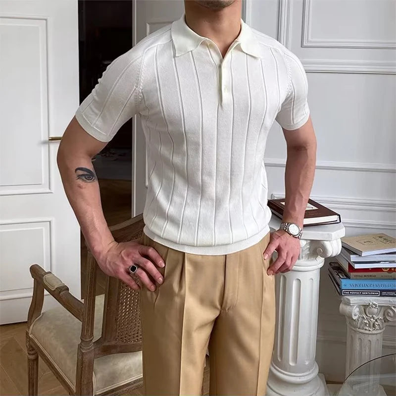 Grezam | Men’s Slim Fit Knitted Polo Shirt for Casual Wear
