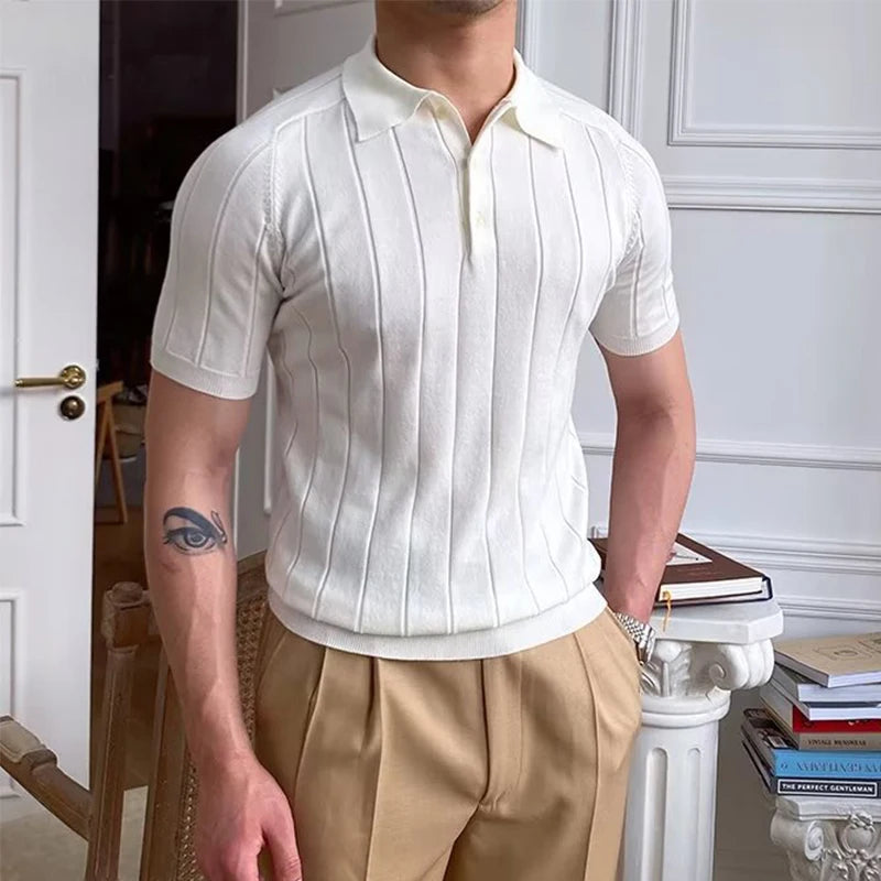 Grezam | Men’s Slim Fit Knitted Polo Shirt for Casual Wear