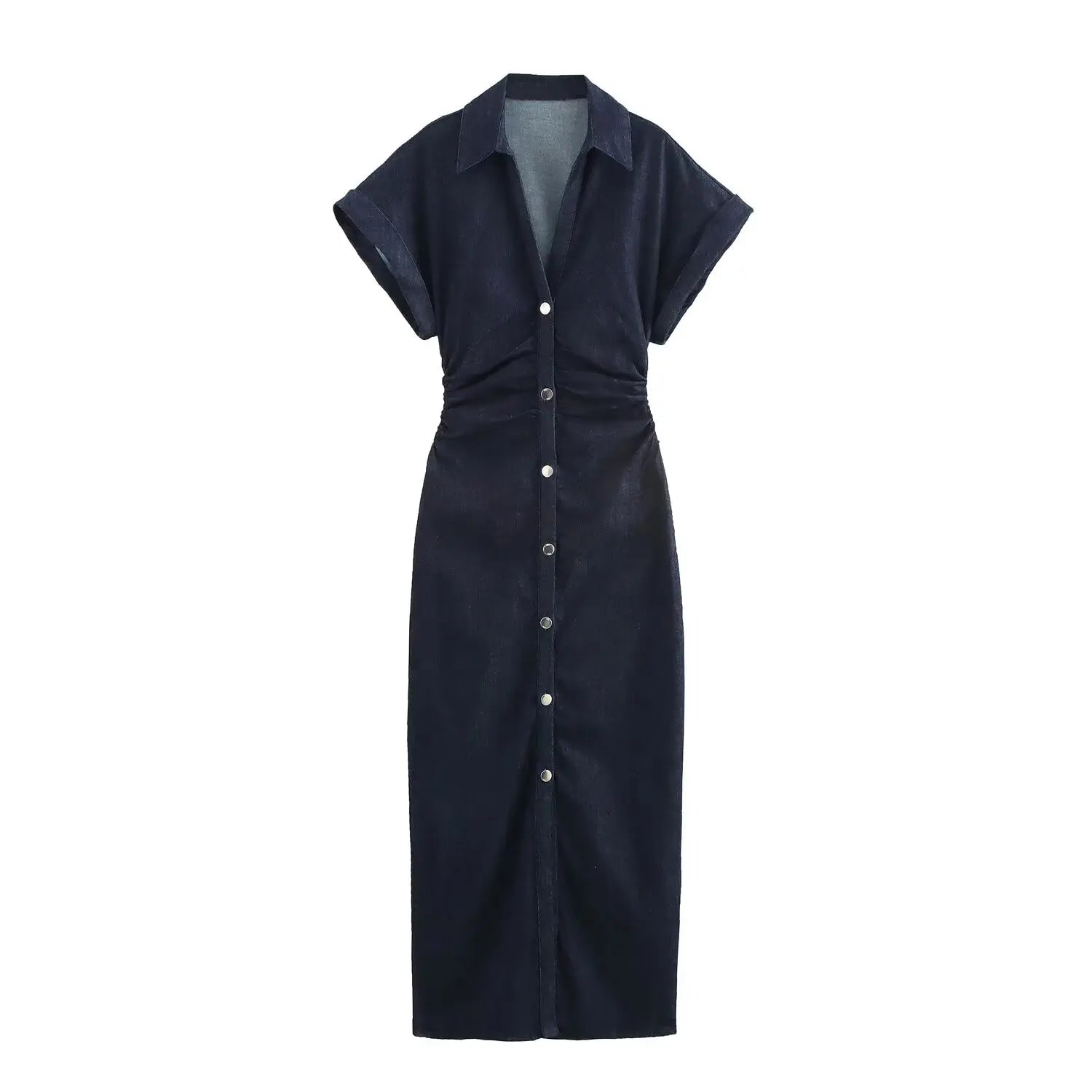 Armaxio | Women’s Denim Midi Dress Cotton Blend Comfort Slim Fit Elegant
