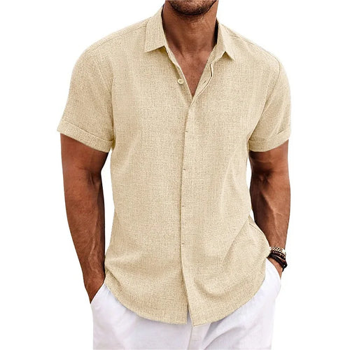 Armaxio | Casual Cotton Linen Short Sleeve Men's Shirt