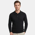 Armaxio | Men's Ribbed Long Sleeve Polo Shirt with Button Collar