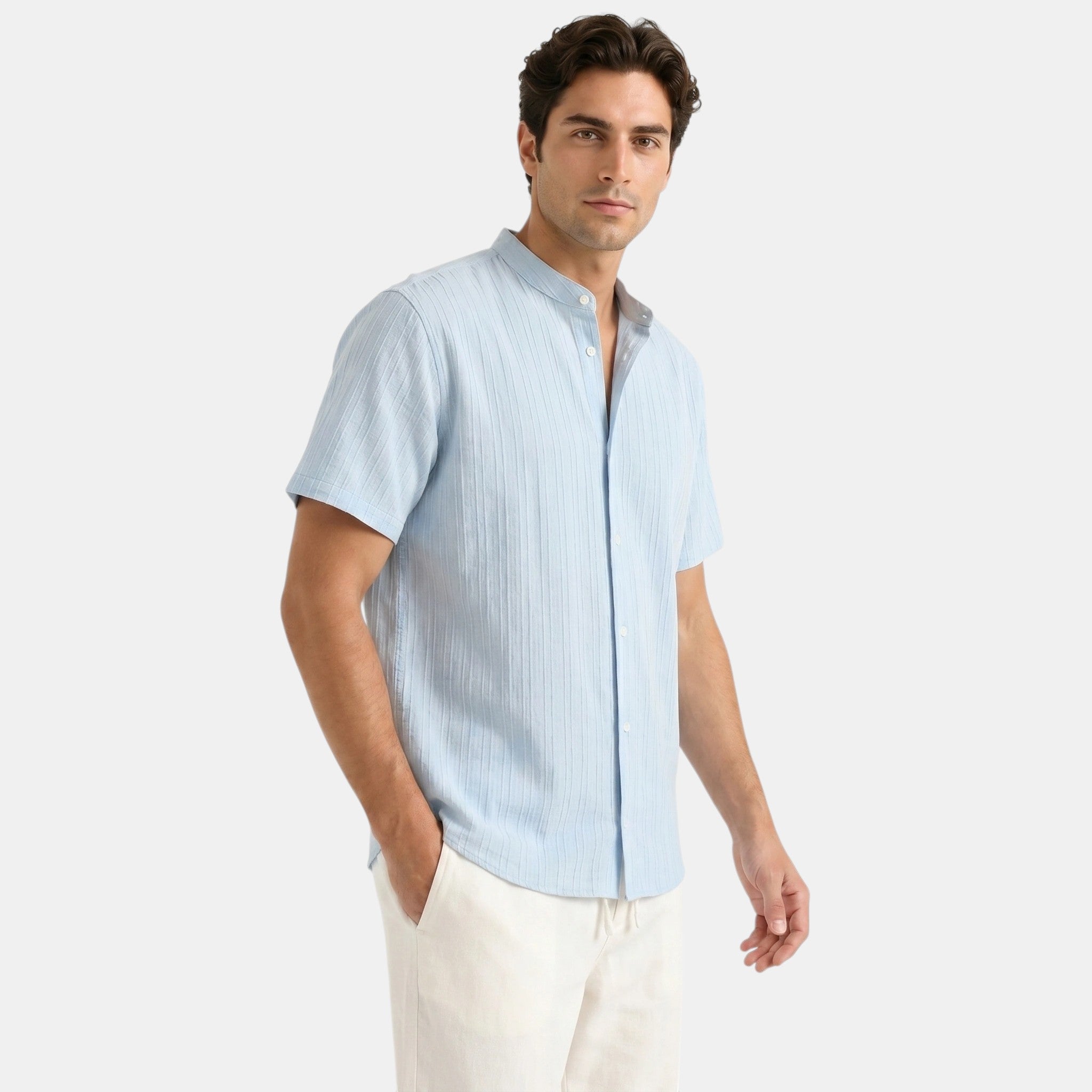 Armaxio | Men's Grandad Collar Shirt and Trousers Set