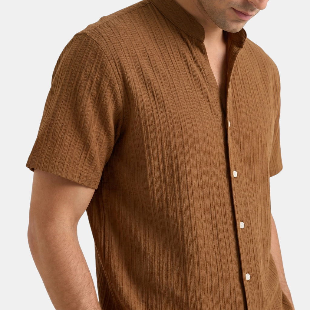 Armaxio | Men's Grandad Collar Shirt and Trousers Set