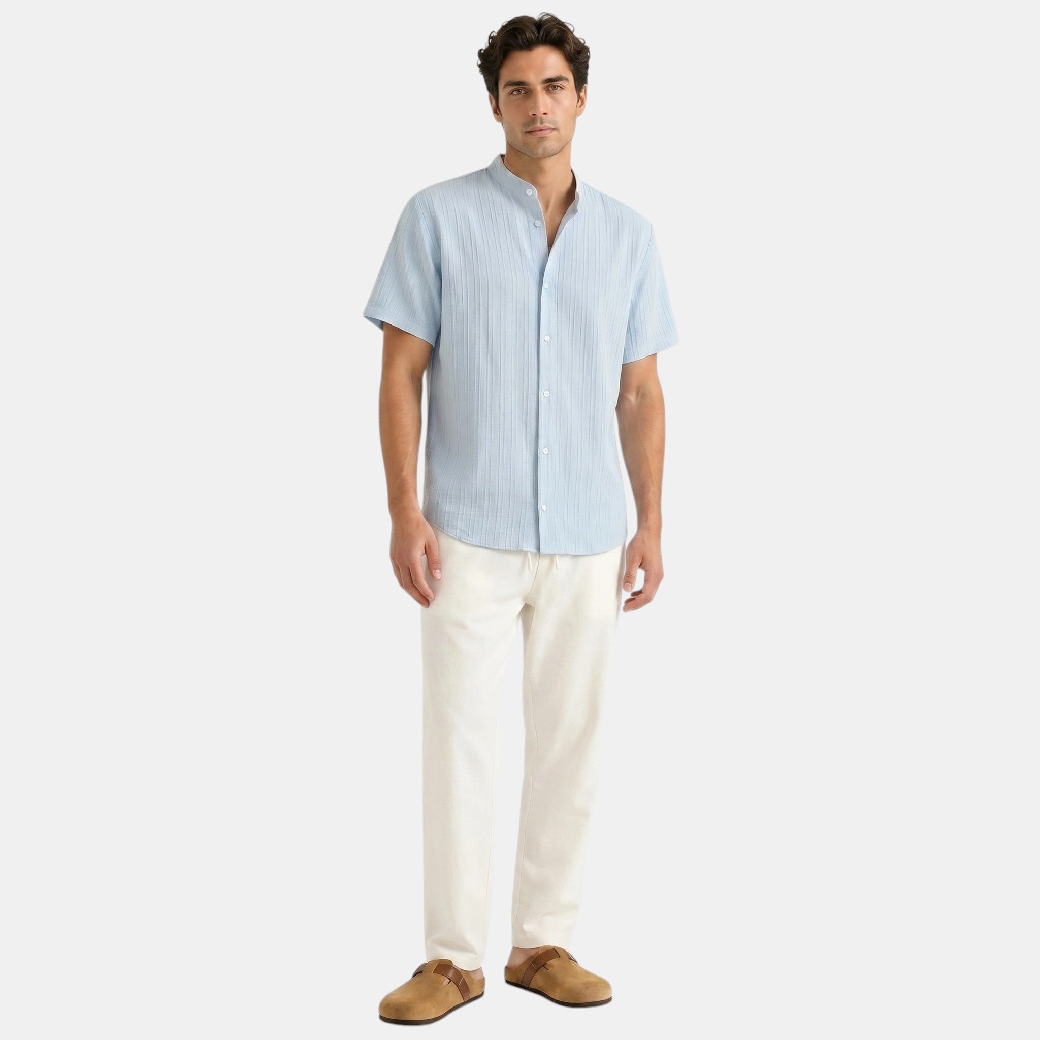 Armaxio | Men's Grandad Collar Shirt and Trousers Set