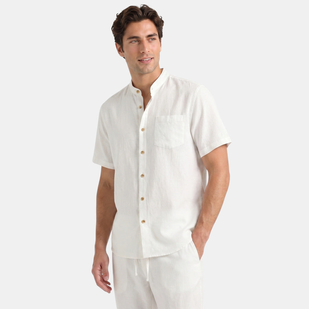Armaxio | Men's Grandad Collar Shirt and Trousers Set
