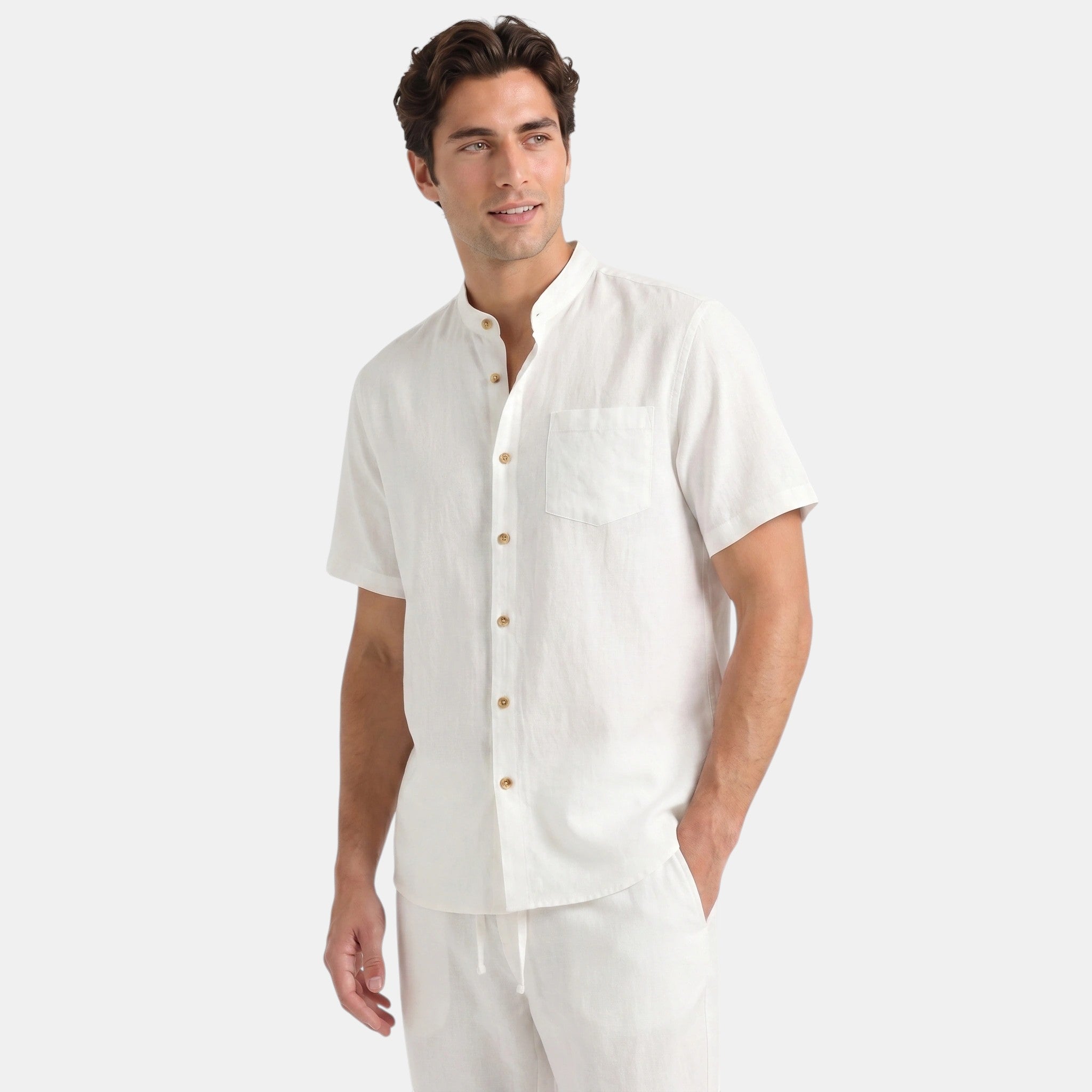 Armaxio | Men's Grandad Collar Shirt and Trousers Set