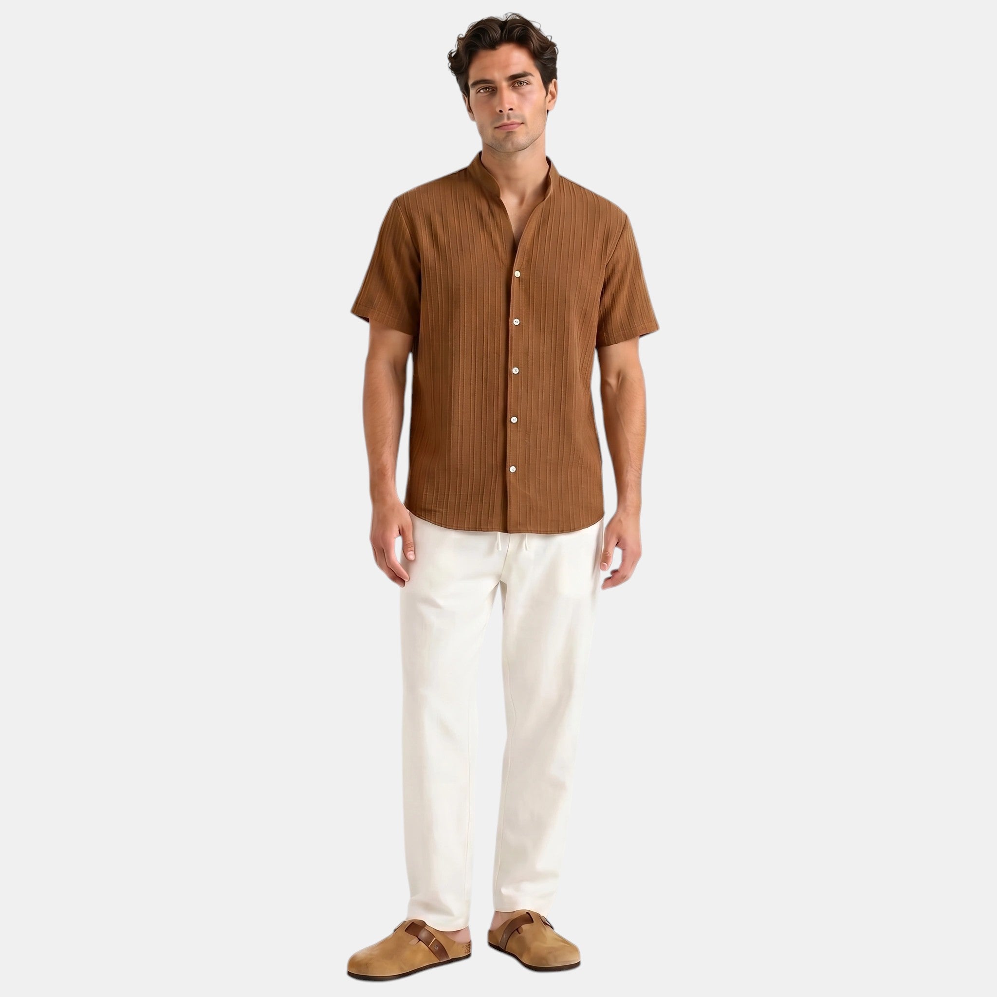 Armaxio | Men's Grandad Collar Shirt and Trousers Set