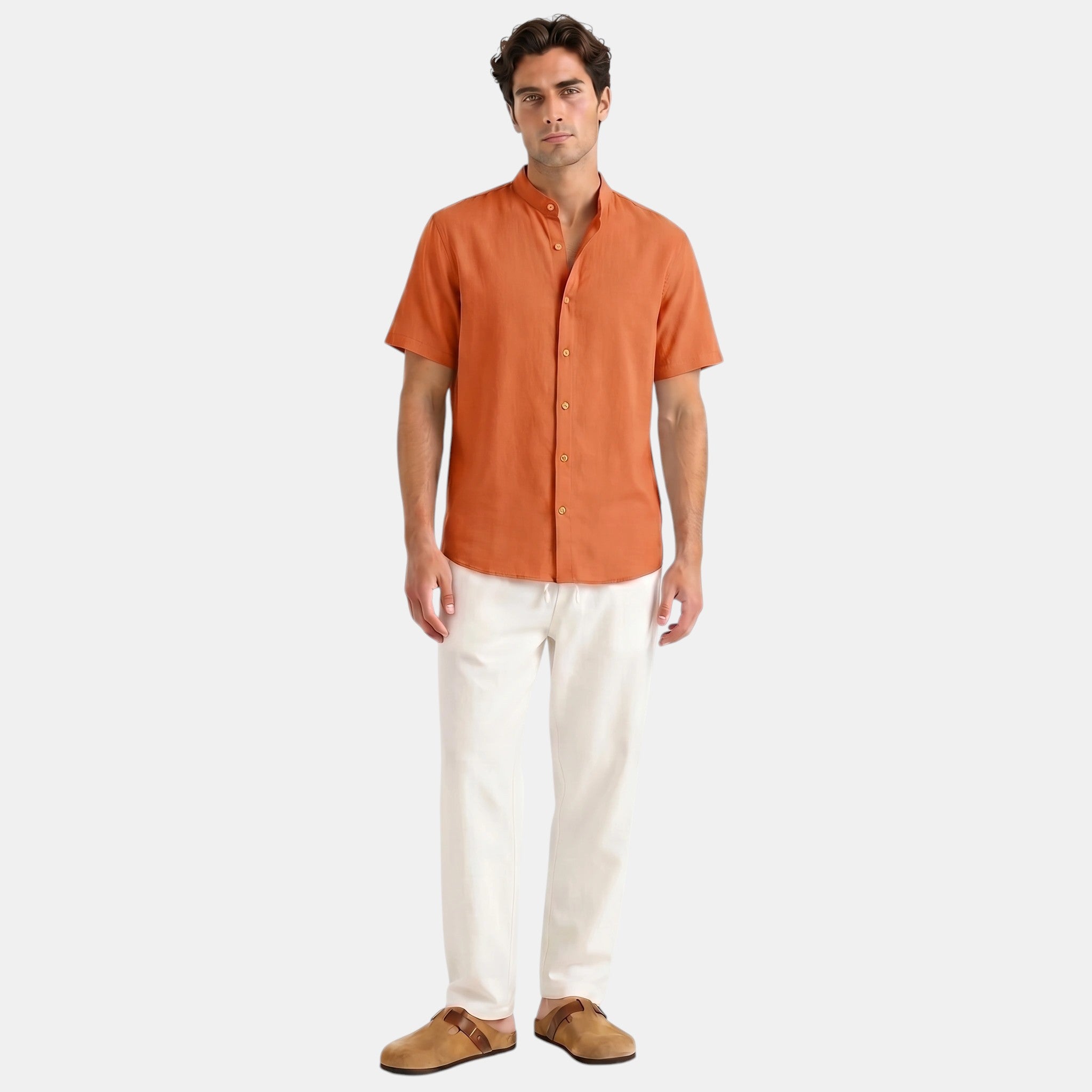 Armaxio | Men's Grandad Collar Shirt and Trousers Set