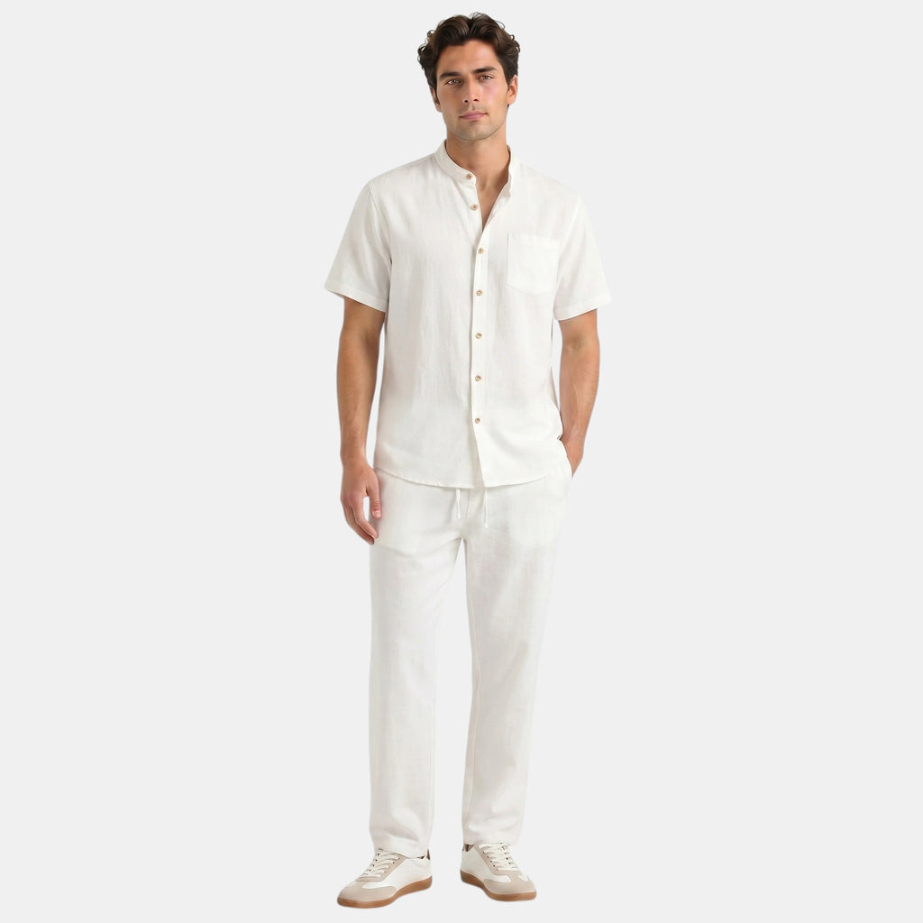 Armaxio | Men's Grandad Collar Shirt and Trousers Set
