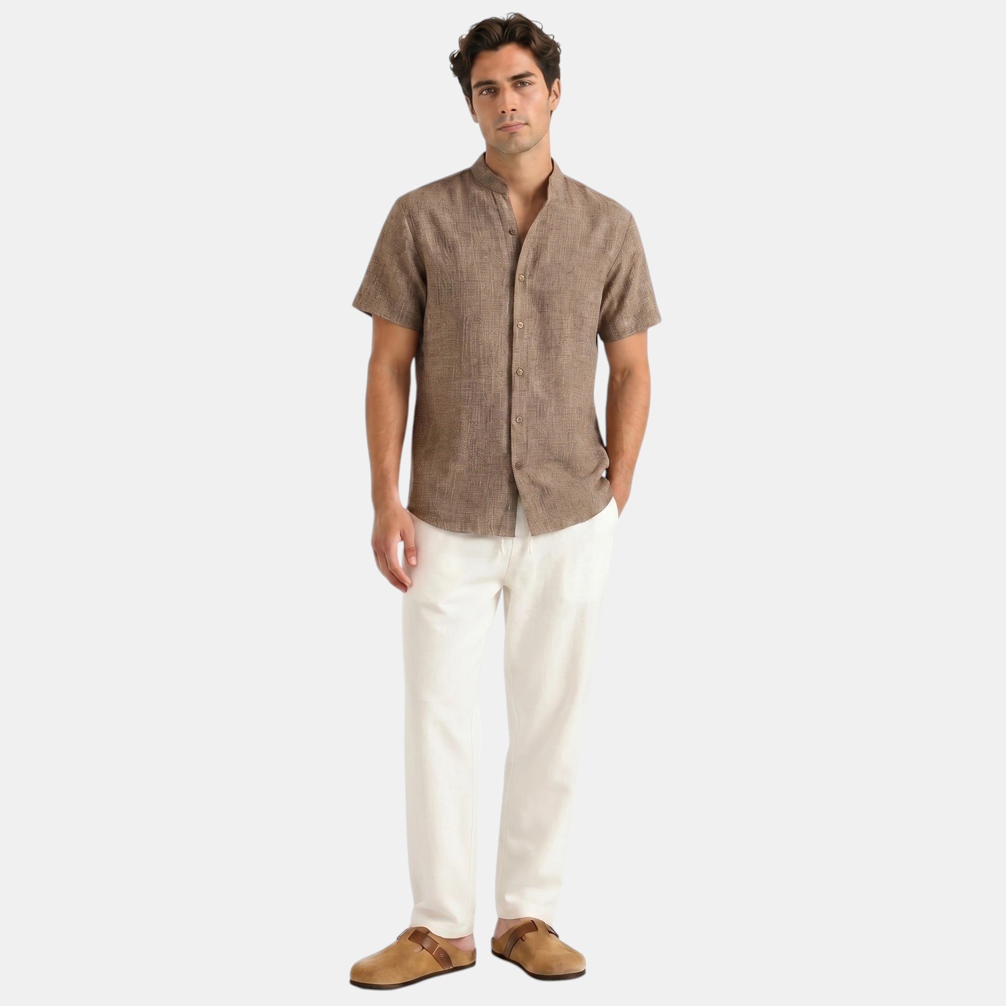 Armaxio | Men's Grandad Collar Shirt and Trousers Set