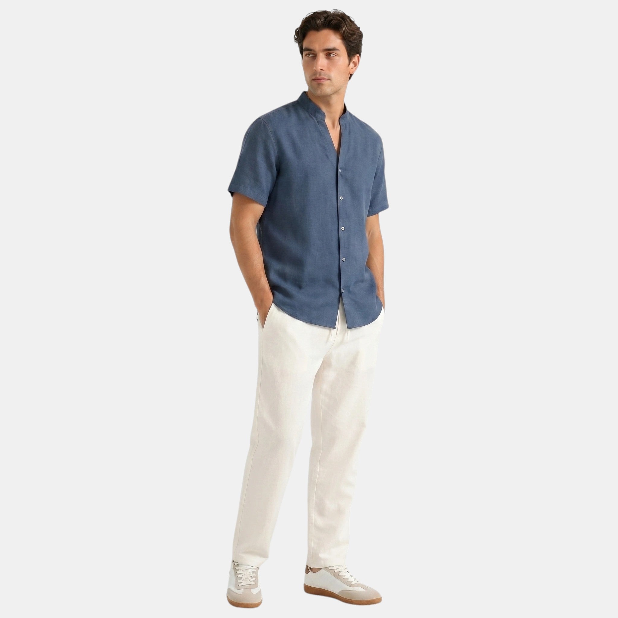Armaxio | Men's Grandad Collar Shirt and Trousers Set