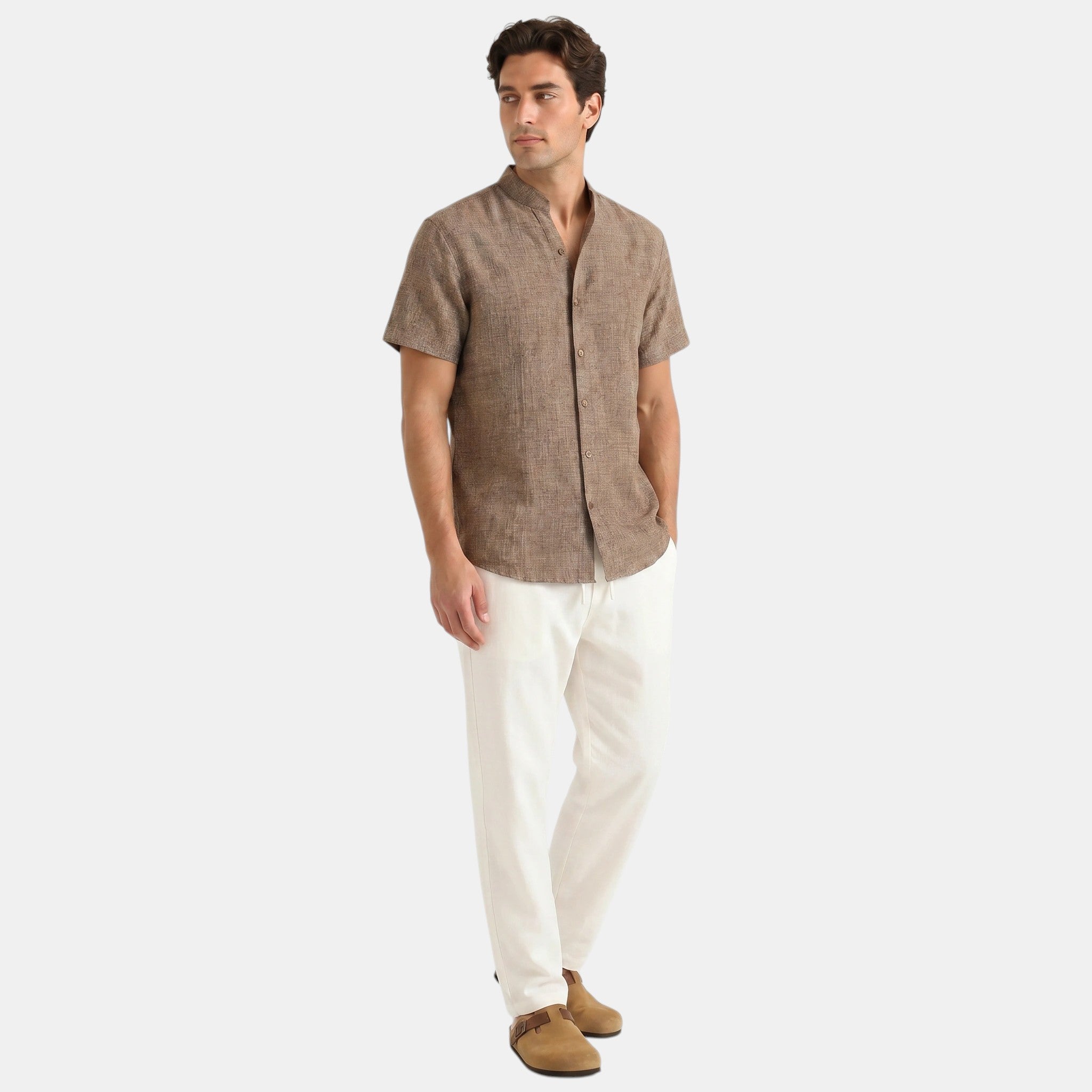 Armaxio | Men's Grandad Collar Shirt and Trousers Set