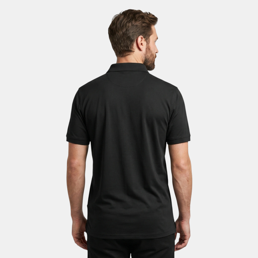 Armaxio | Men's Half Zip Polo T Shirt Short Sleeve Regular Fit Black