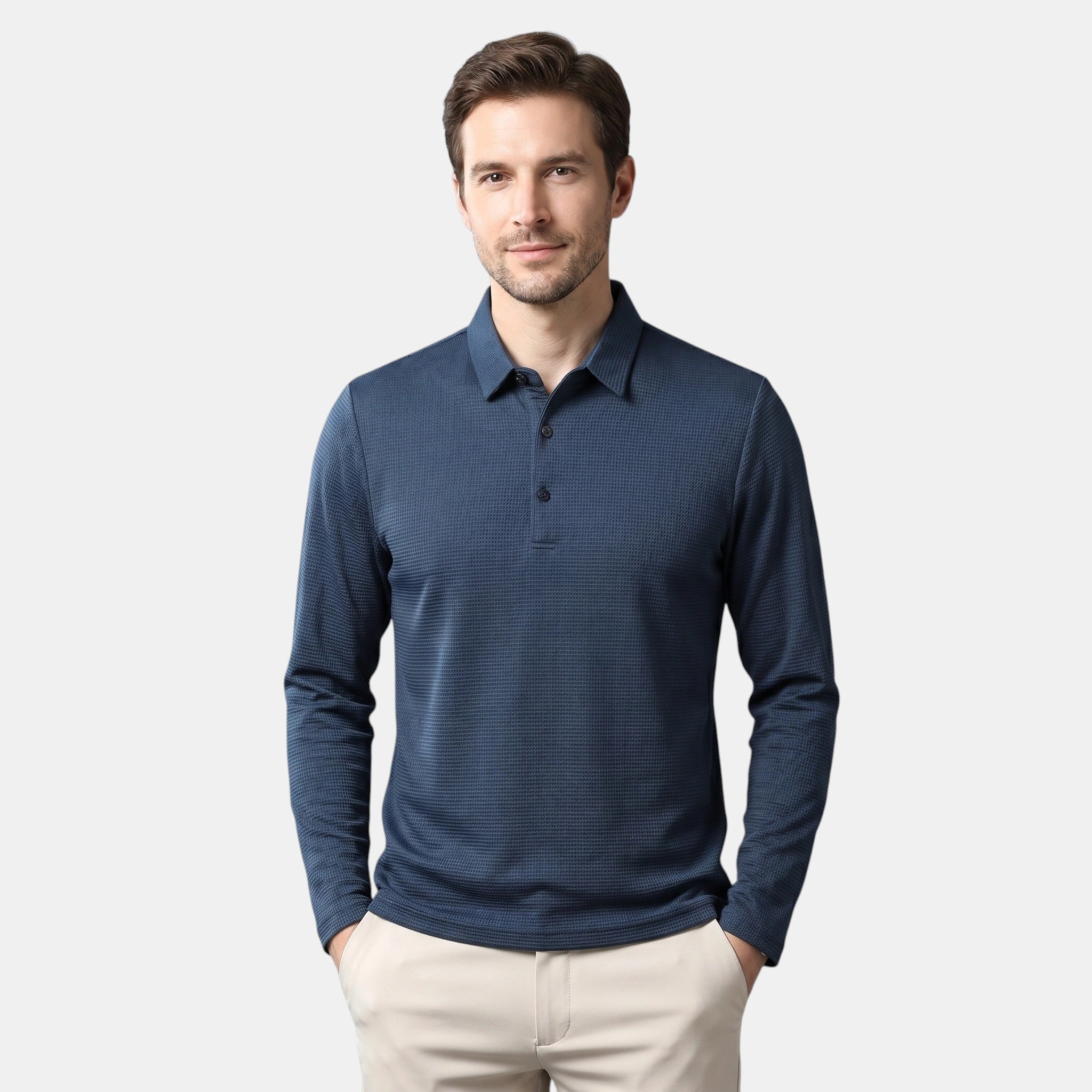 Armaxio | Men's Long Sleeve Knit Polo Shirt Casual Fit
