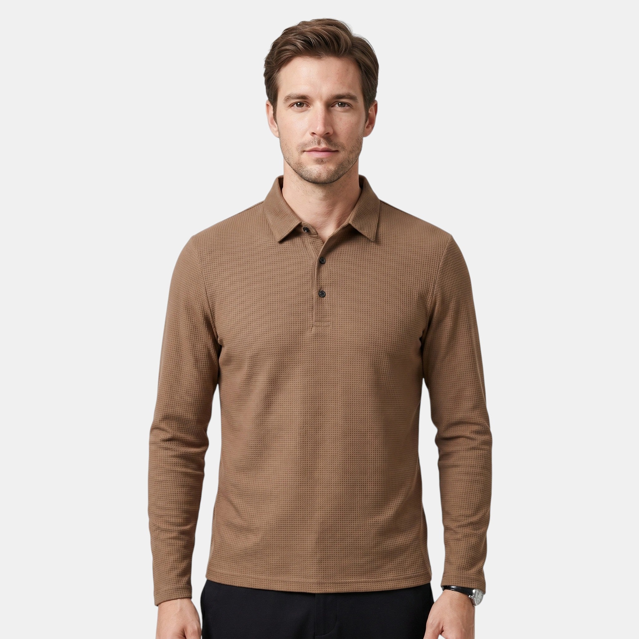 Armaxio | Men's Long Sleeve Knit Polo Shirt Casual Fit