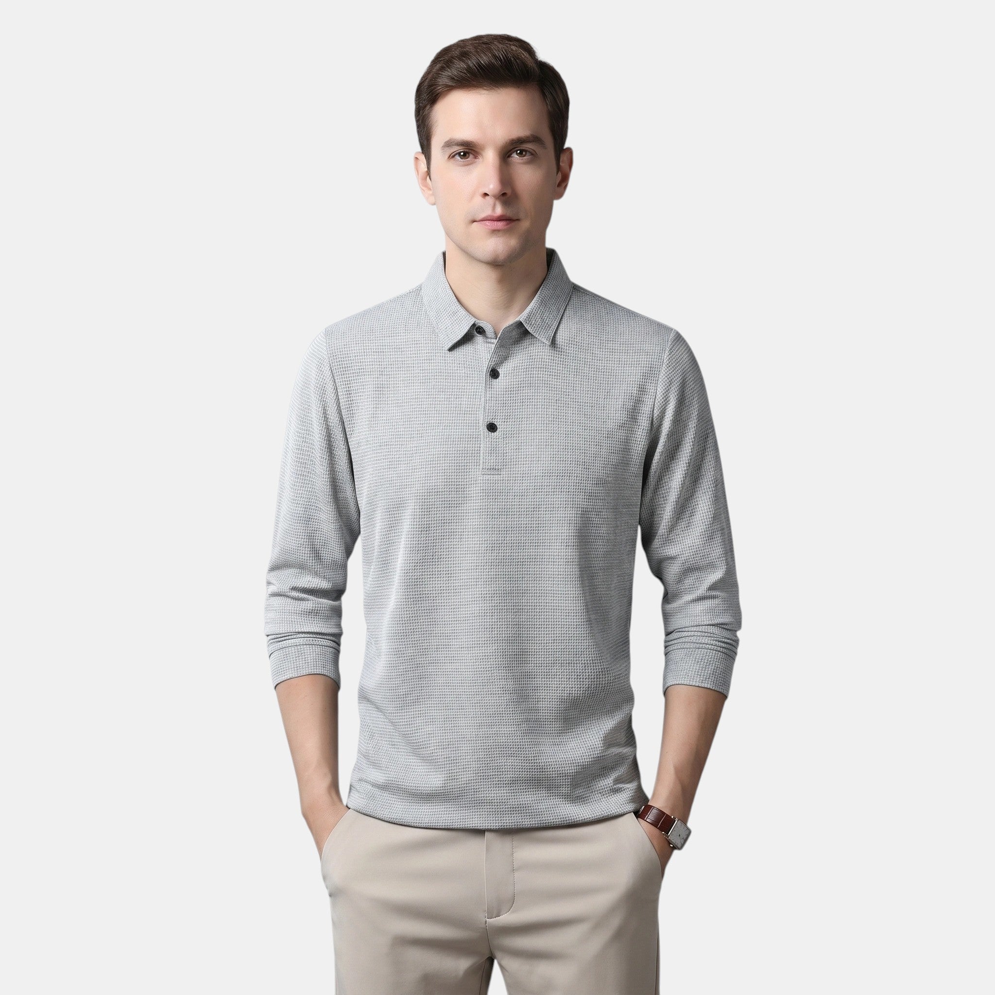 Armaxio | Men's Long Sleeve Knit Polo Shirt Casual Fit