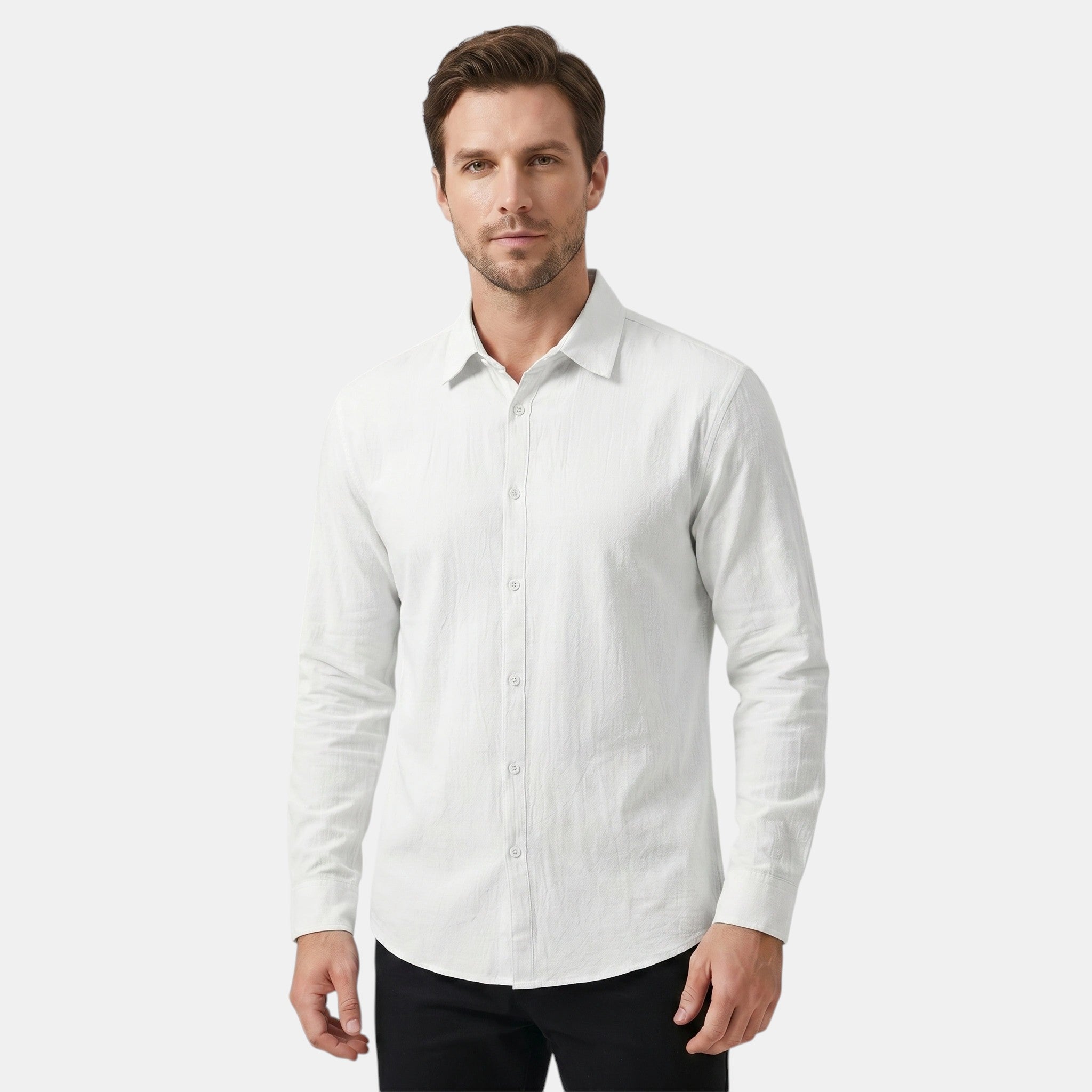 Armaxio | Men's Long Sleeve Single Breasted Stand Collar Shirt
