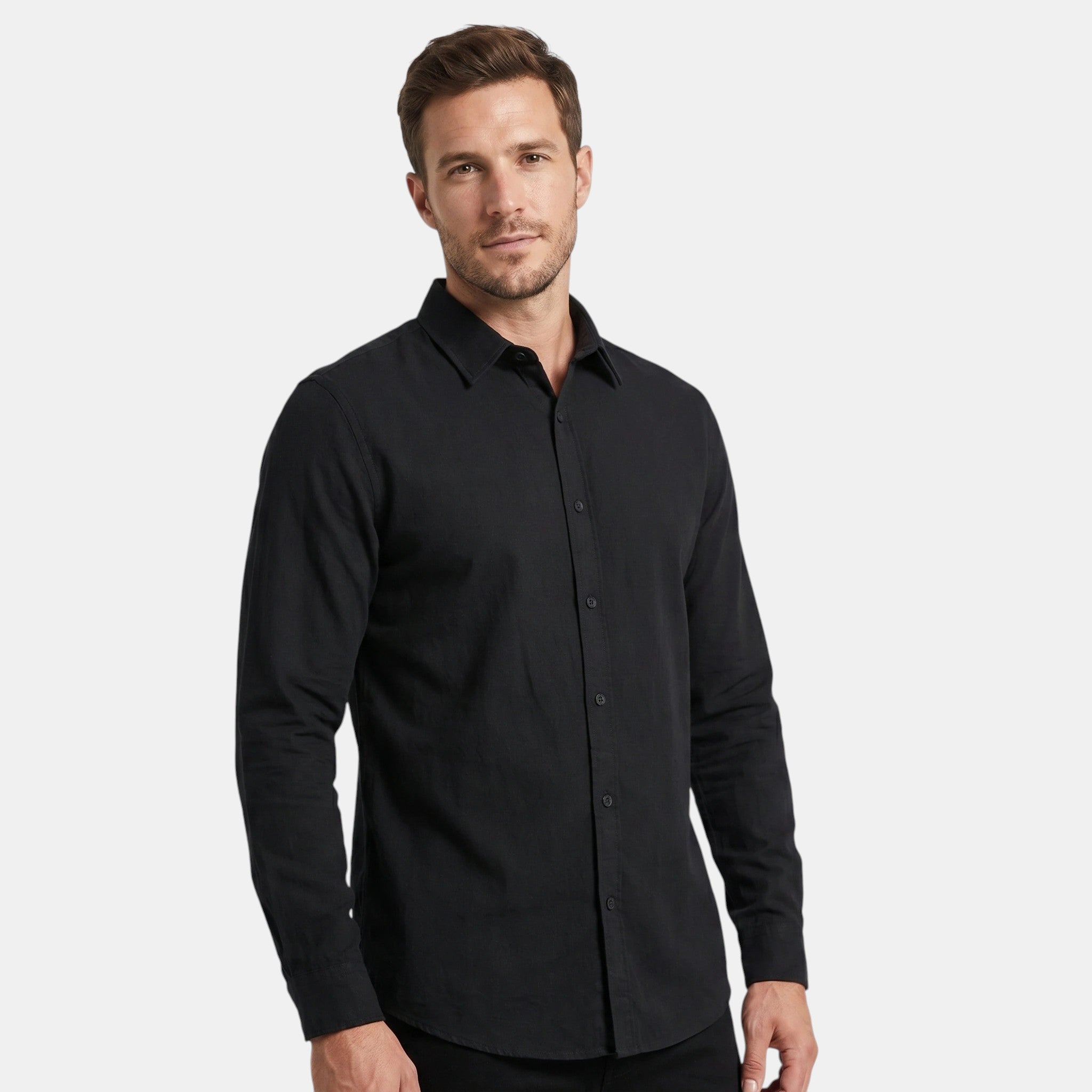 Armaxio | Men's Long Sleeve Single Breasted Stand Collar Shirt
