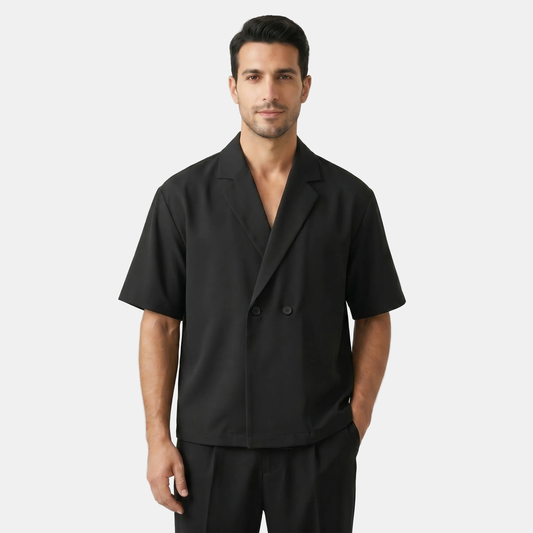 Armaxio | Men's Short Sleeve Double Breasted Lapel Shirt