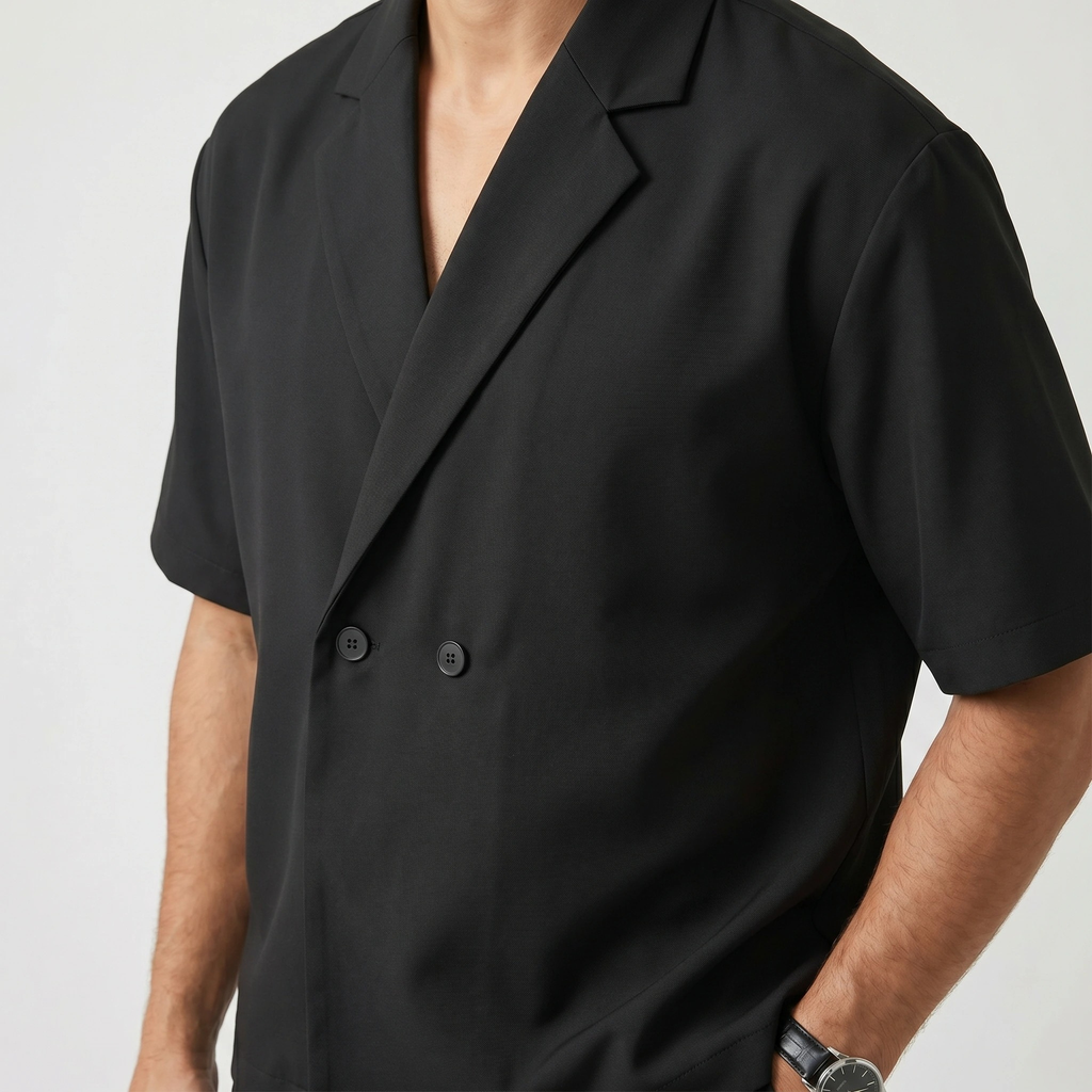 Armaxio | Men's Short Sleeve Double Breasted Lapel Shirt