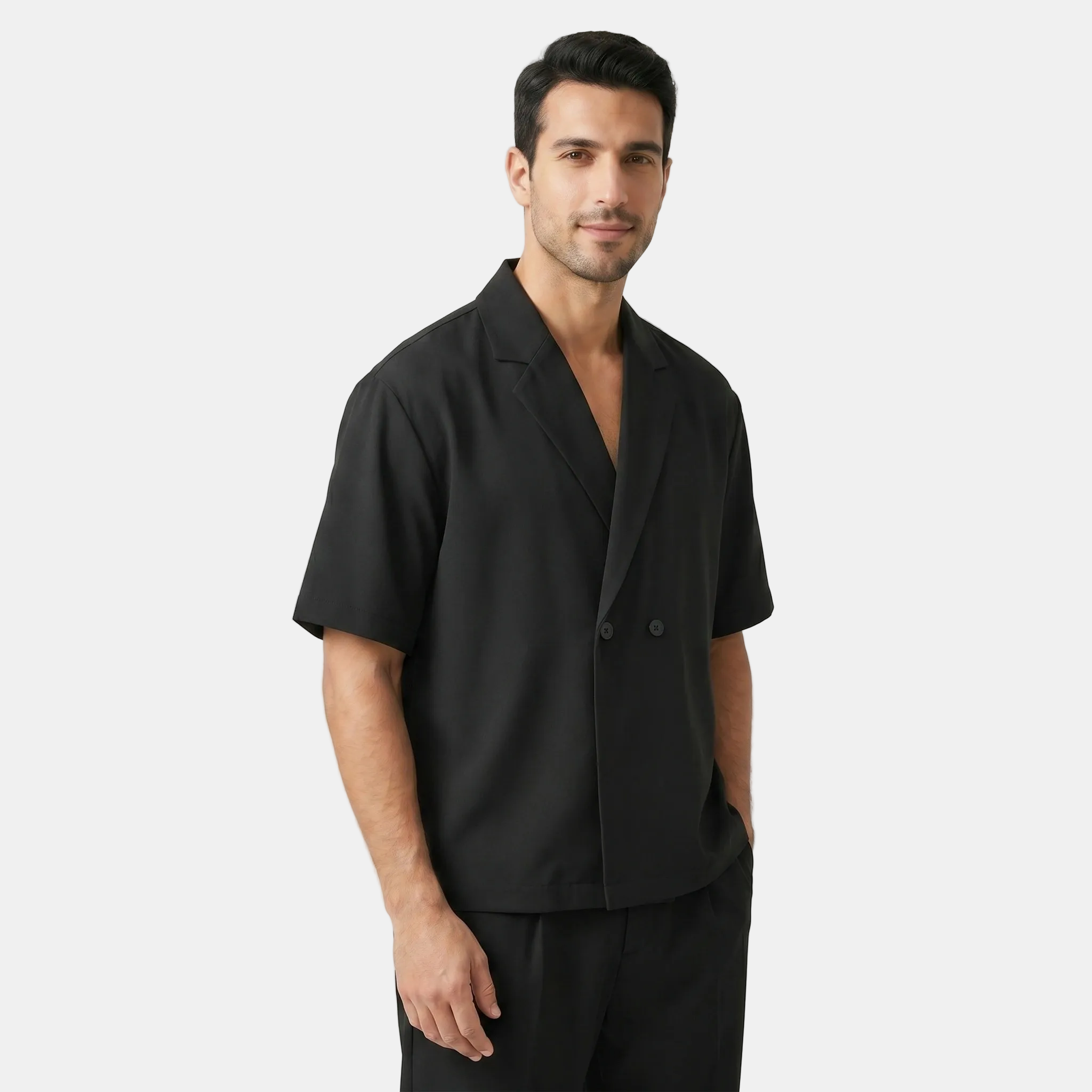 Armaxio | Men's Short Sleeve Double Breasted Lapel Shirt