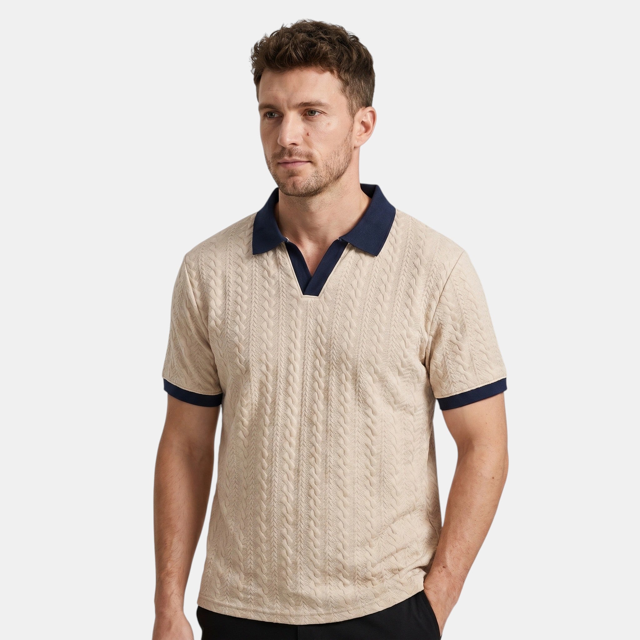Armaxio | Men's Short Sleeve V Neck Polo Shirt Regular Fit