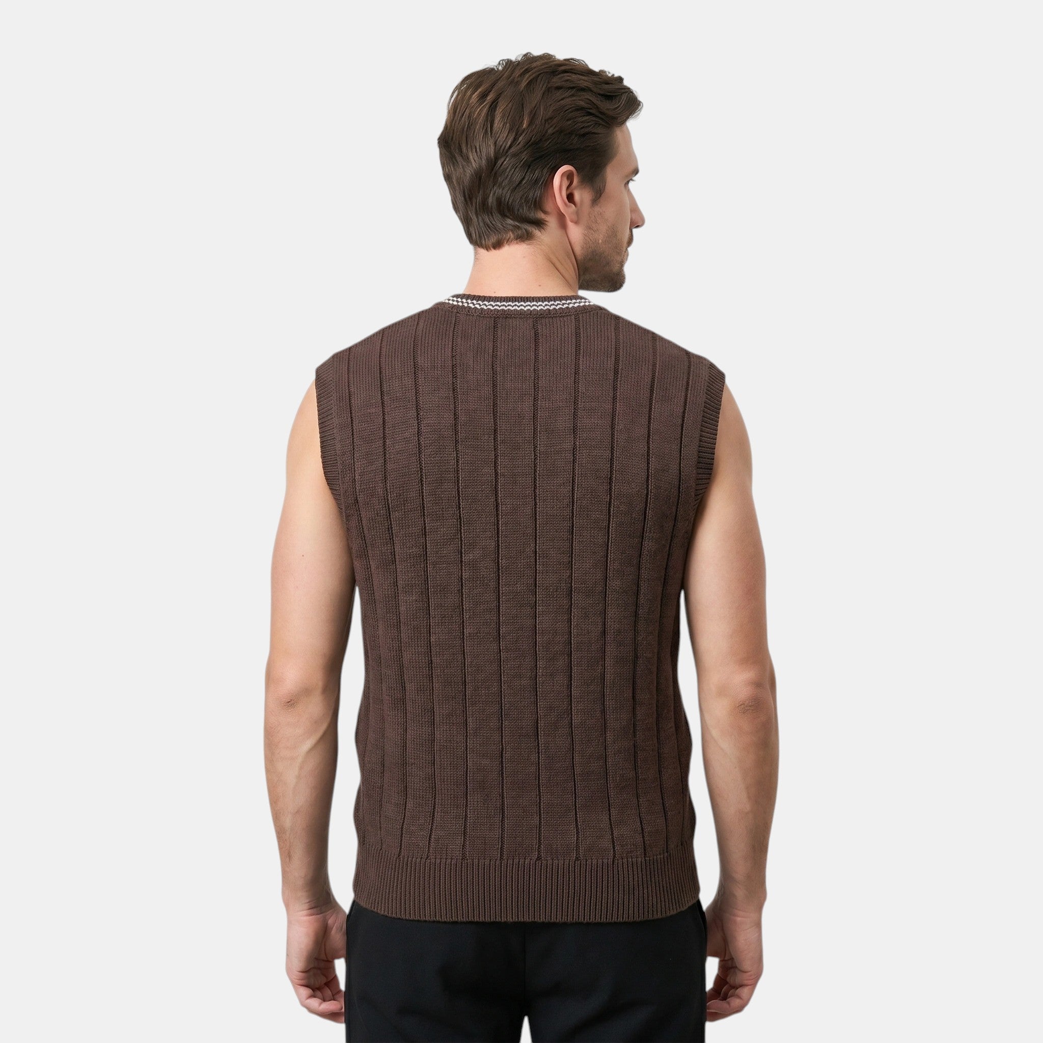 Armaxio | Men's Sleeveless Cable Knit V Neck Pullover Vest