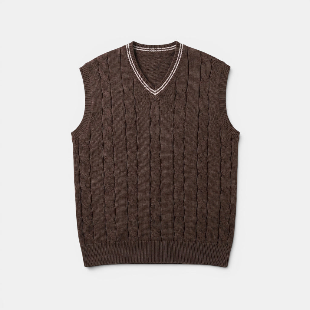 Armaxio | Men's Sleeveless Cable Knit V Neck Pullover Vest