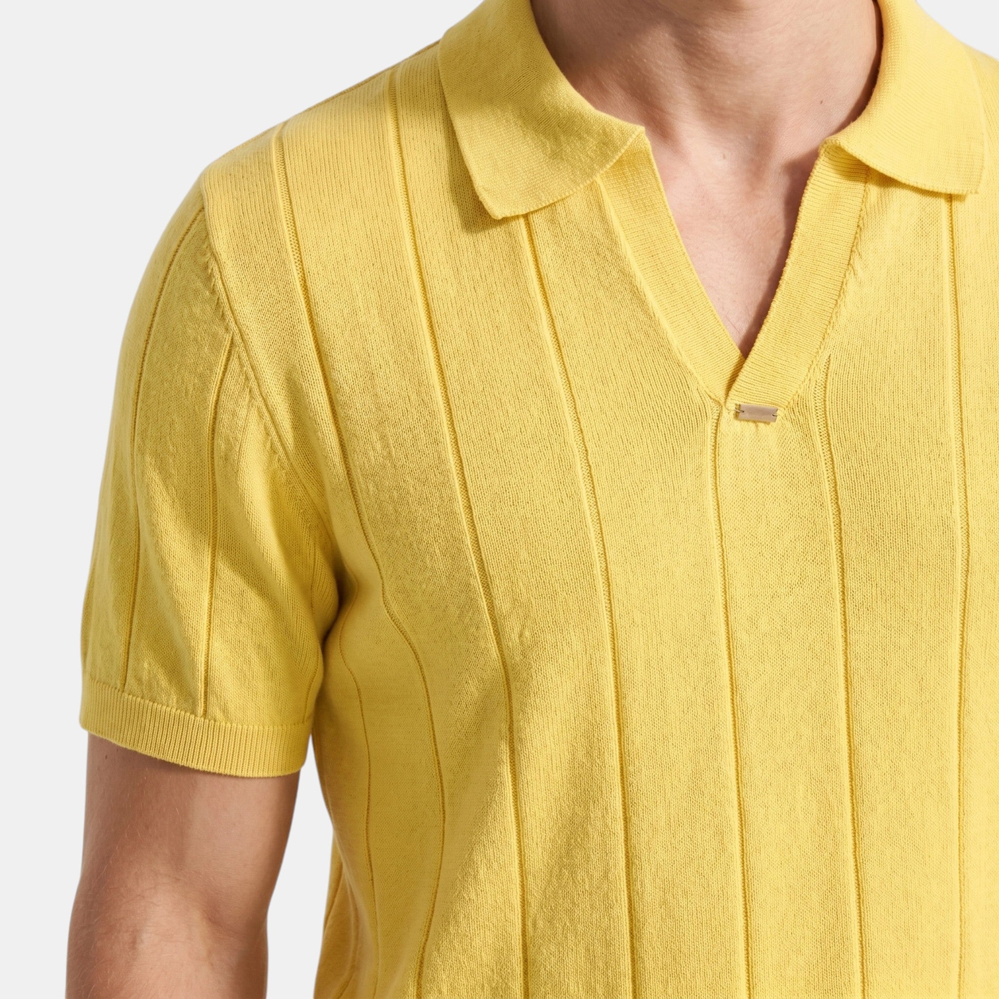 Armaxio | Men's Striped Pointelle Knit Polo Shirt