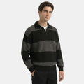 Armaxio | Men's Striped Polo Collar Knit Sweater Loose Fit
