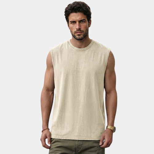 Armaxio | Men's Washed Sleeveless Tank Top Loose Fit O-Neck