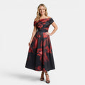 Armaxio | Women's Asymmetric Floral Midi Dress with Skater Skirt