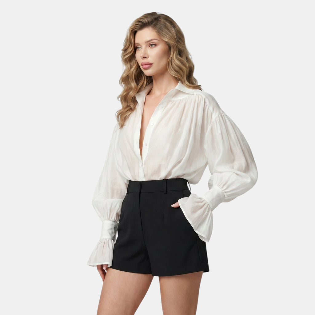Armaxio | Women's Flare Sleeve Button Front Shirt