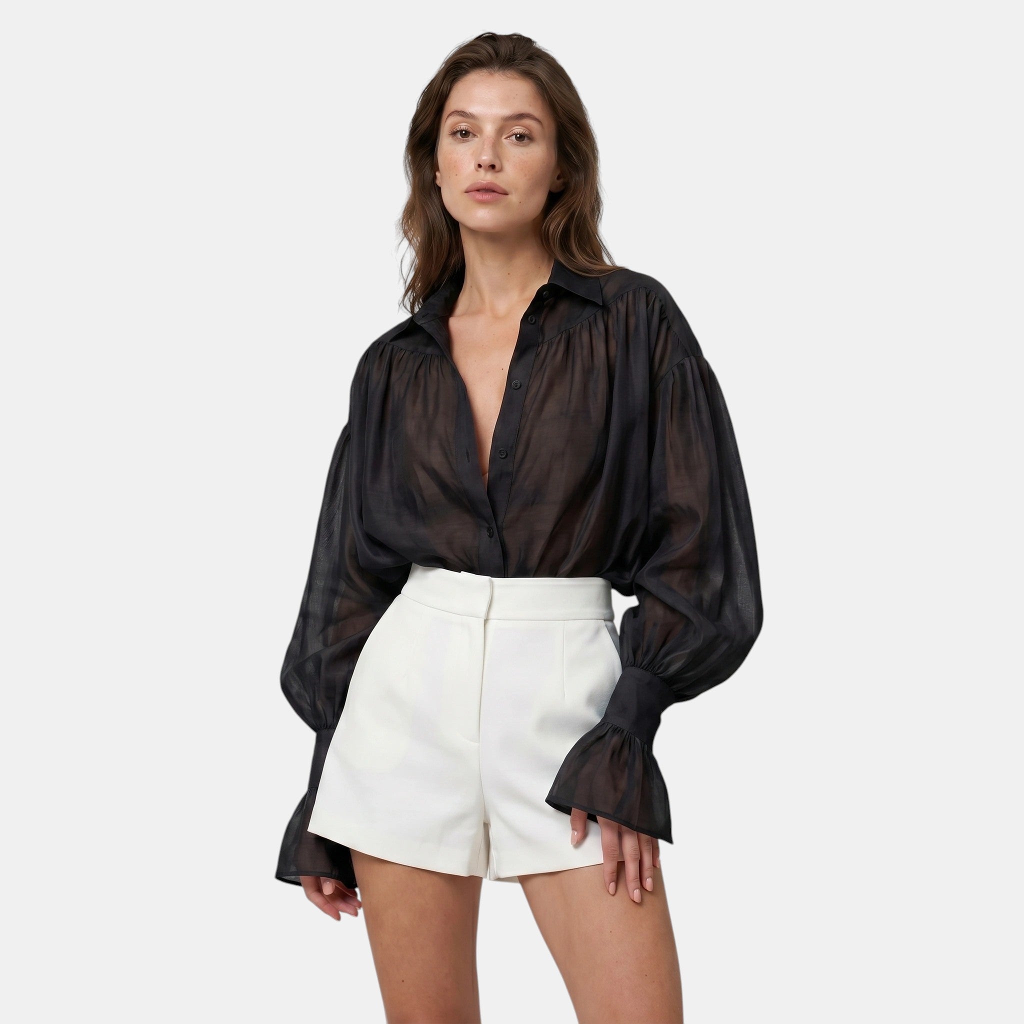 Armaxio | Women's Flare Sleeve Button Front Shirt