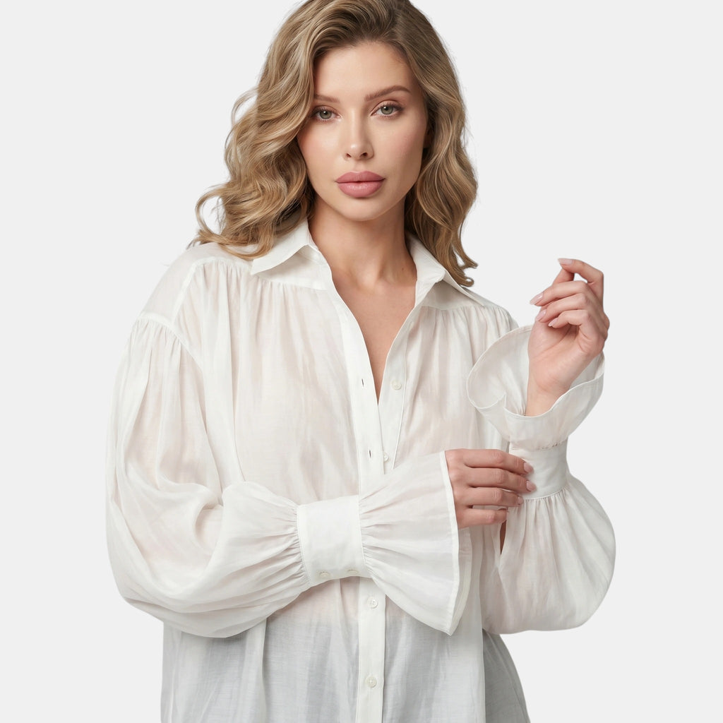 Armaxio | Women's Flare Sleeve Button Front Shirt