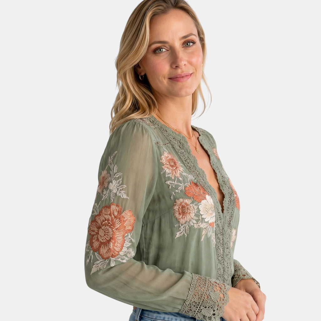 Armaxio | Women's Floral Embroidered Lace Blouse