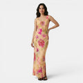 Armaxio | Women's Floral Maxi Dress Scoop Neck Tie Front