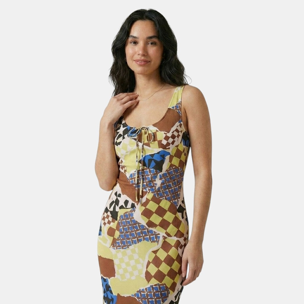 Armaxio | Women's Floral Maxi Dress Scoop Neck Tie Front