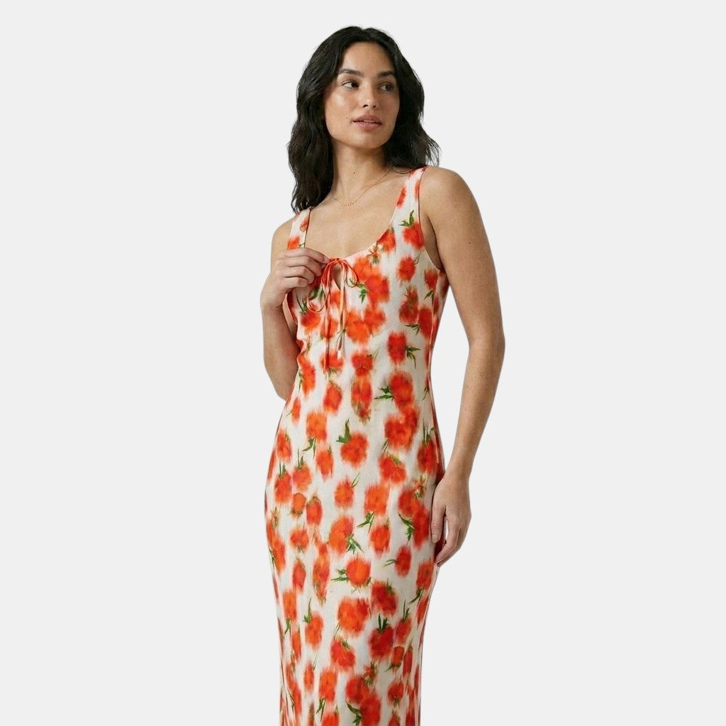 Armaxio | Women's Floral Maxi Dress Scoop Neck Tie Front