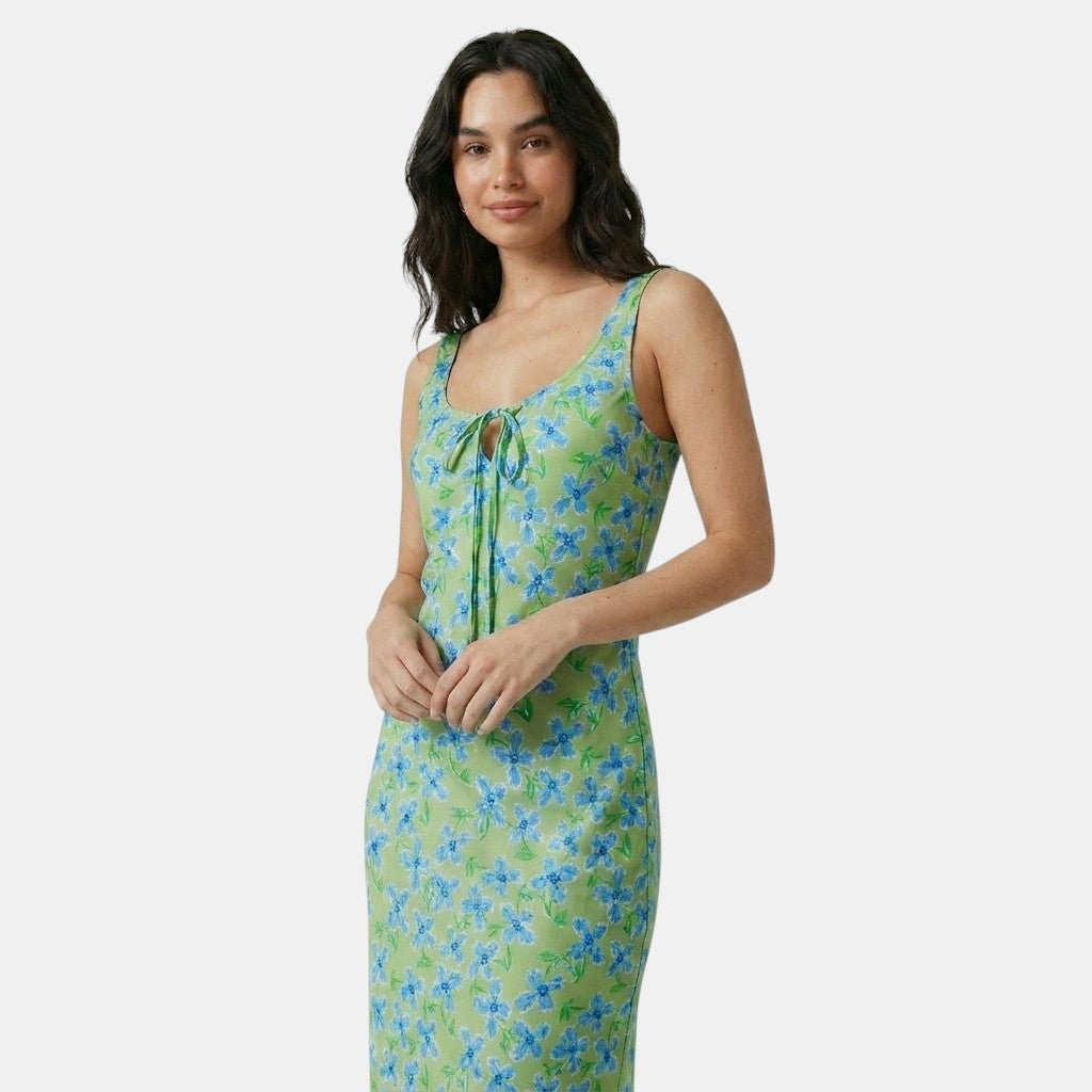 Armaxio | Women's Floral Maxi Dress Scoop Neck Tie Front
