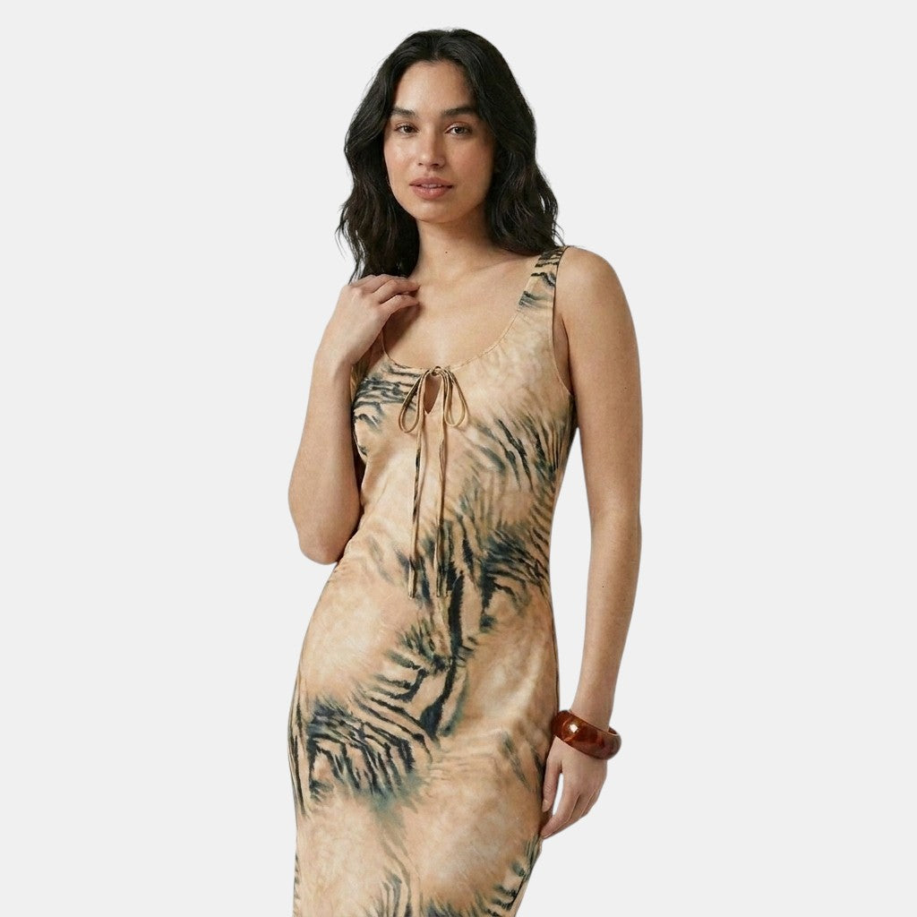 Armaxio | Women's Floral Maxi Dress Scoop Neck Tie Front