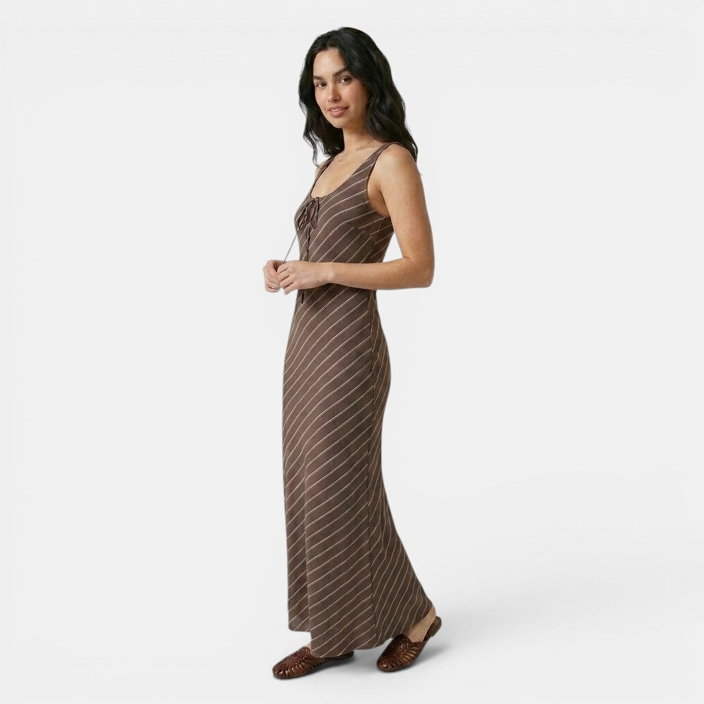 Armaxio | Women's Floral Maxi Dress Scoop Neck Tie Front