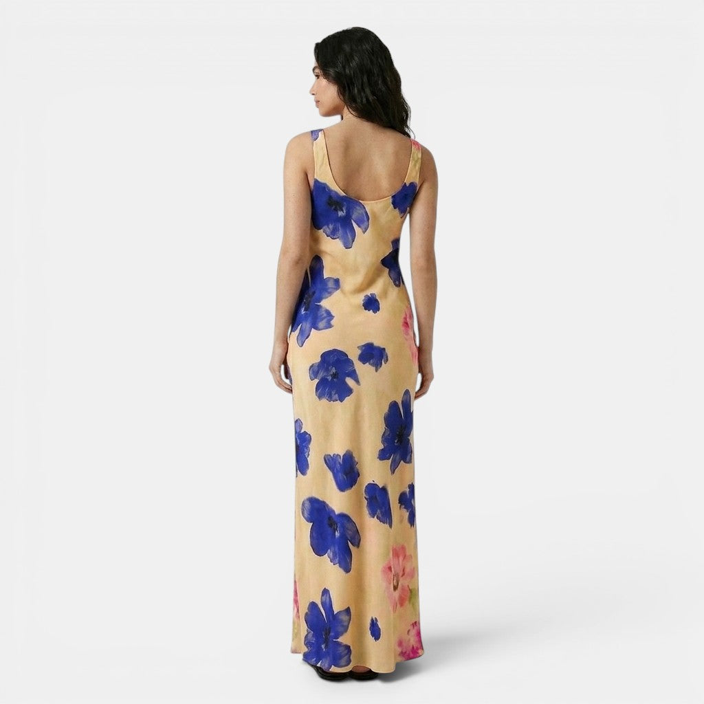 Armaxio | Women's Floral Maxi Dress Scoop Neck Tie Front