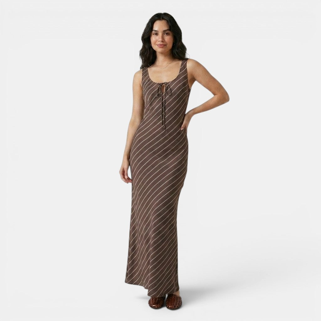 Armaxio | Women's Floral Maxi Dress Scoop Neck Tie Front