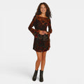 Armaxio | Women's Floral Shift Mini Dress with Flared Cuffs