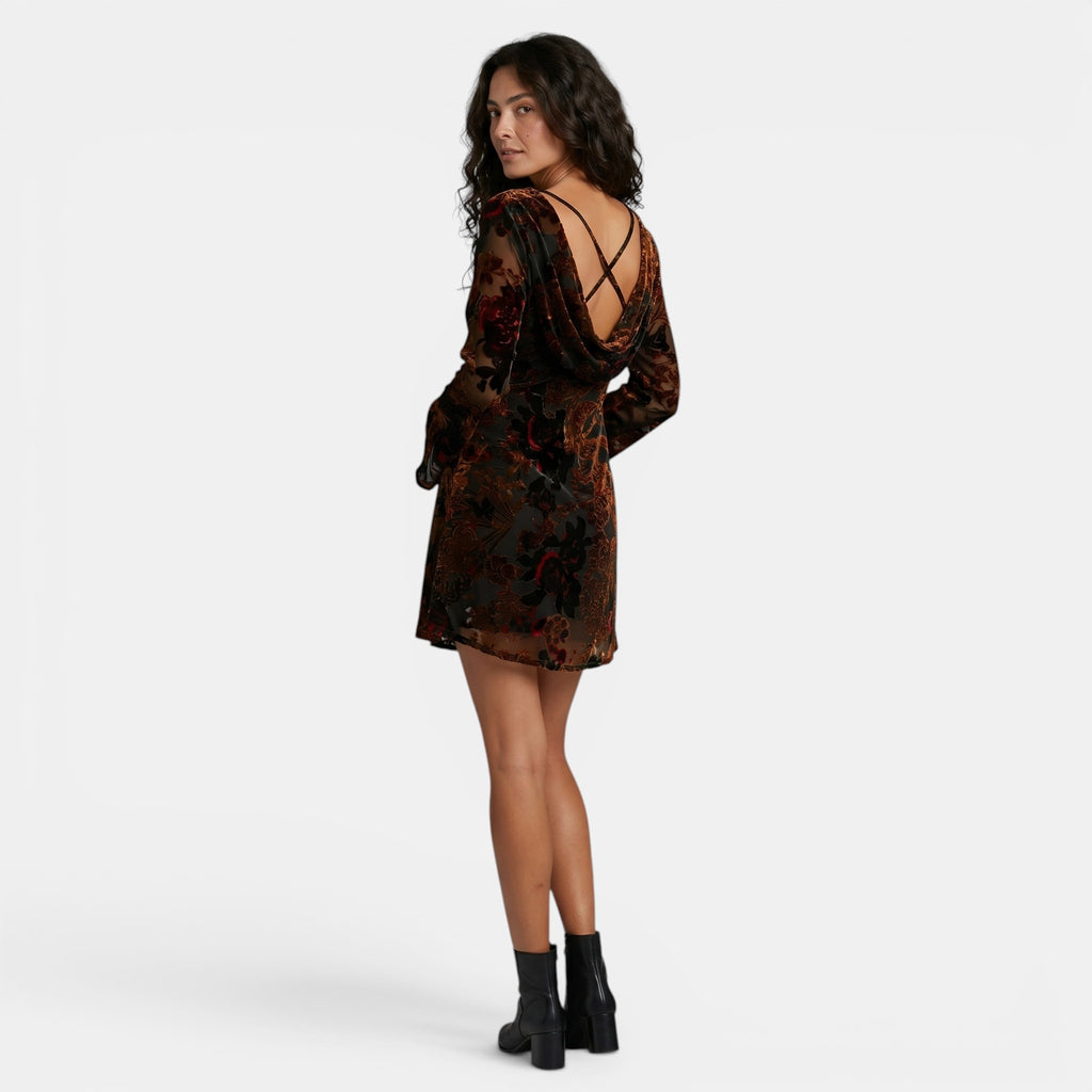 Armaxio | Women's Floral Shift Mini Dress with Flared Cuffs