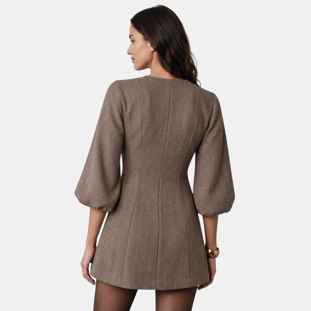 Armaxio | Women's Herringbone A-Line Mini Dress