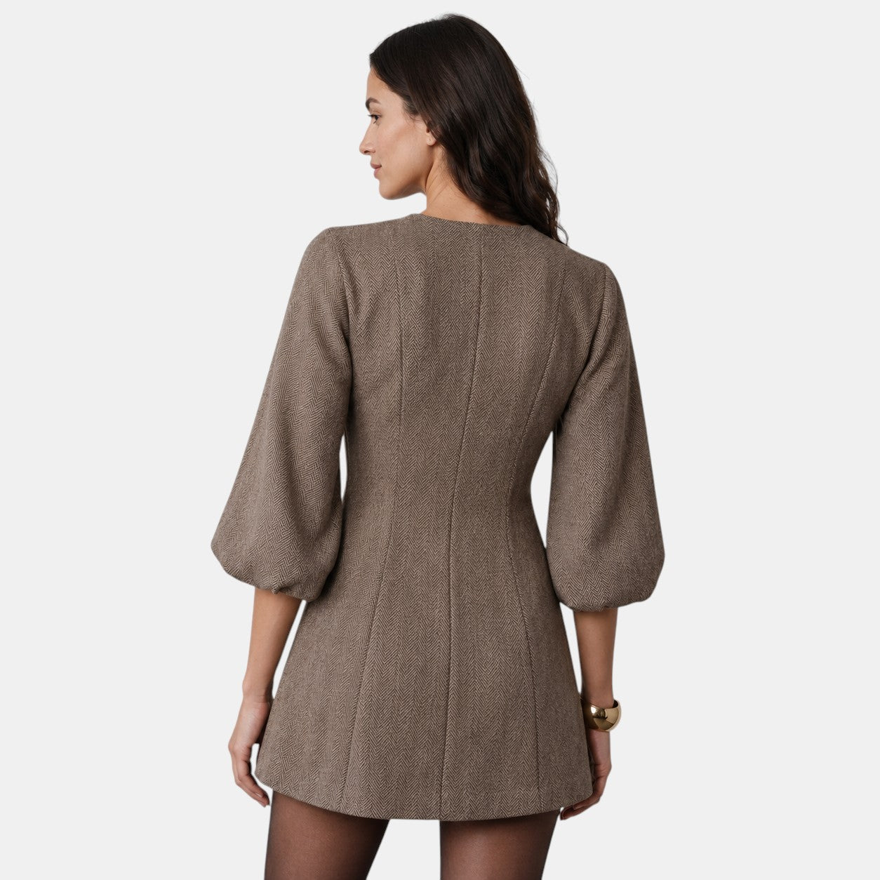 Armaxio | Women's Herringbone A-Line Mini Dress