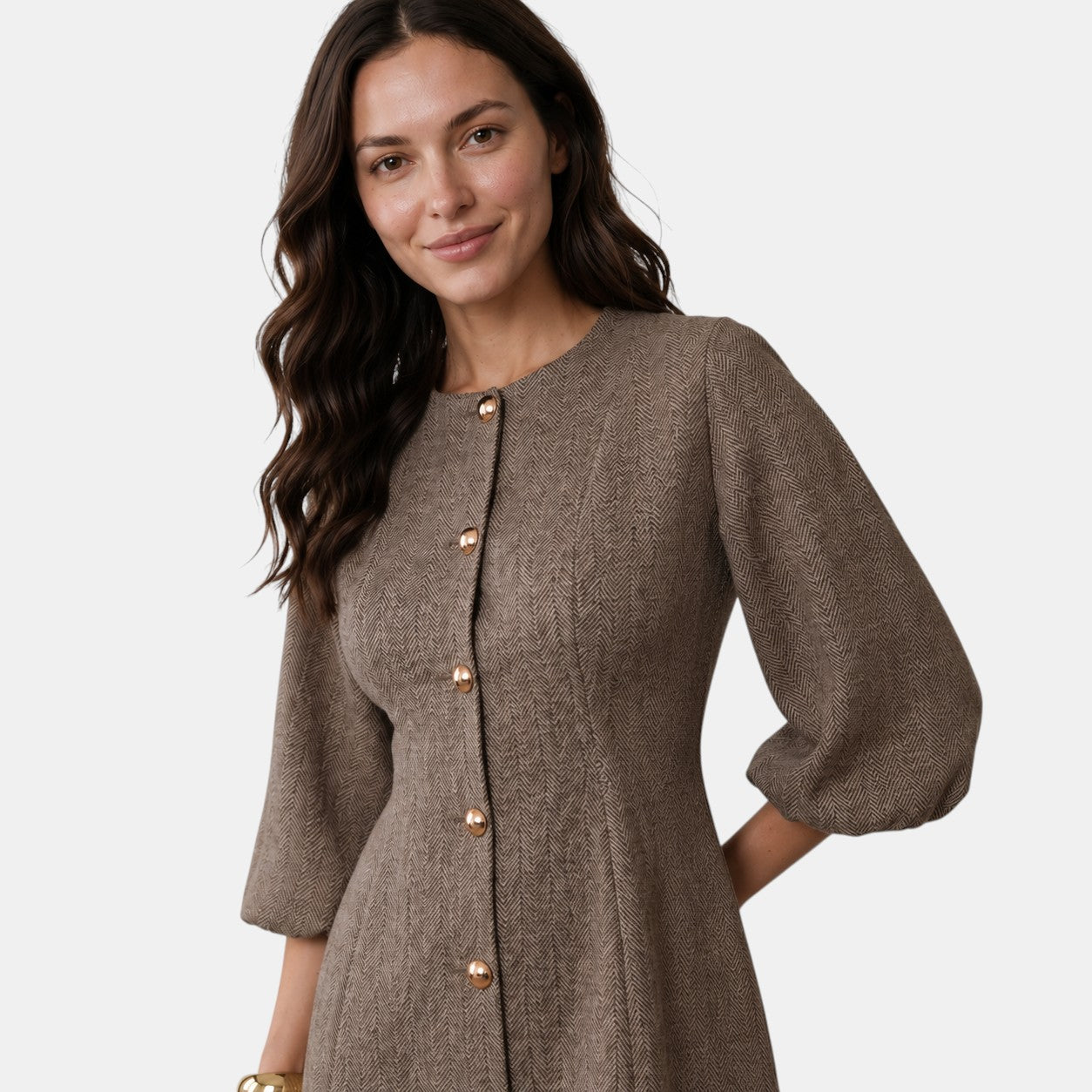 Armaxio | Women's Herringbone A-Line Mini Dress
